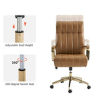 Mid-Century Modern Vegan Leather Office Chair - Swivel Tilting Ergonomic Desk Chair with Channel Tufted Design & Adjustable Height