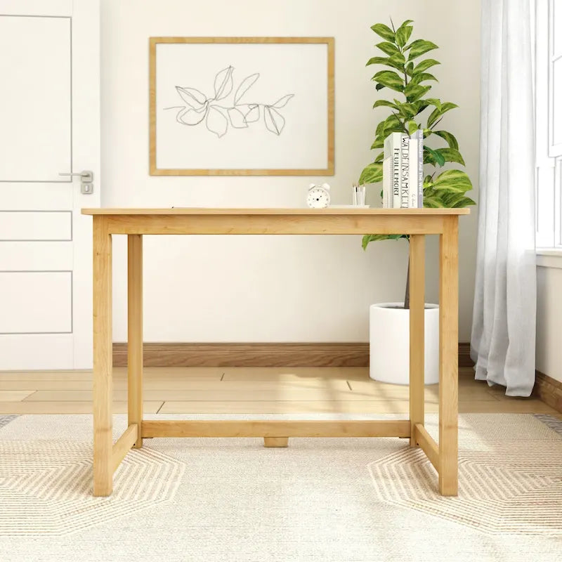 39.5" Writing Desk with Solid Wood Legs - Modern Home Office Study Table with Engineered Wood Top - Non-Toxic Finish