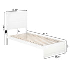 Twin XL Platform Bed White Wood with Footboard USB Charging Station Mid-Century Modern 81.5" 600lbs Capacity