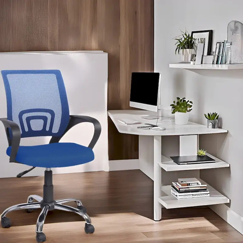 Ergonomic Mesh Office Chair with Lumbar Support - Adjustable Height 360° Swivel Rolling Wheels Breathable Back - Set of 4