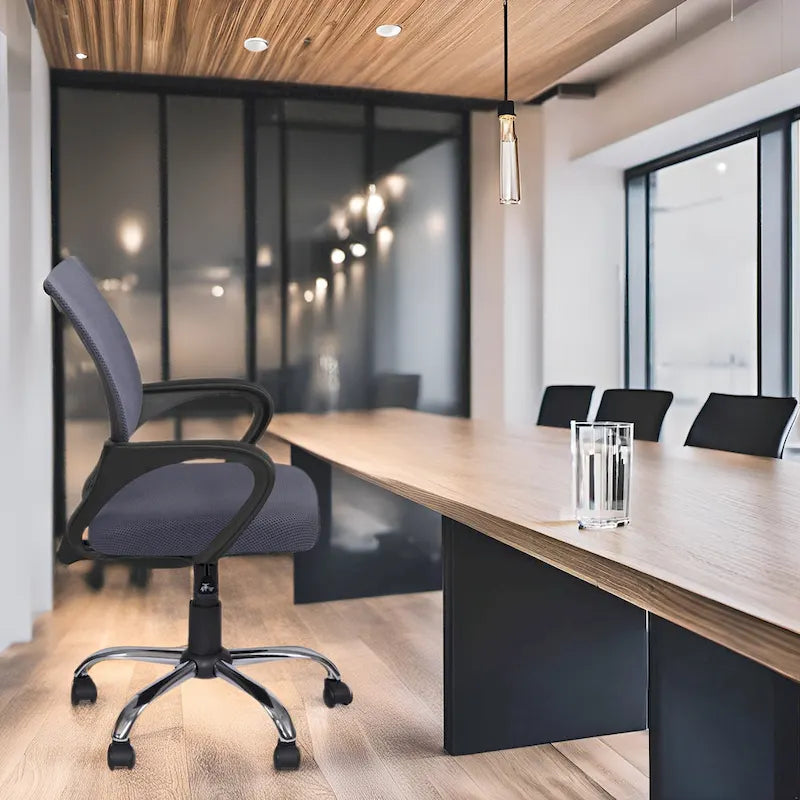 Ergonomic Mesh Office Chair with Lumbar Support - Adjustable Height 360° Swivel Rolling Wheels Breathable Back - Set of 4