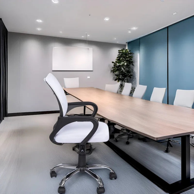 Ergonomic Mesh Office Chair with Lumbar Support - Adjustable Height 360° Swivel Rolling Wheels Breathable Back - Set of 4