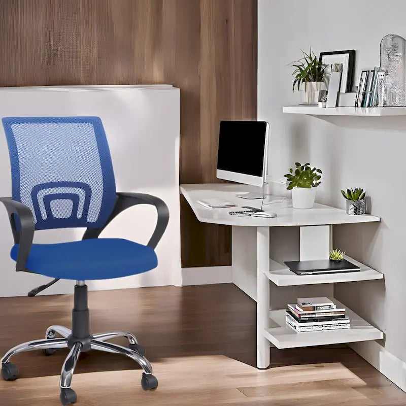 Ergonomic Mesh Office Chair with Lumbar Support - Adjustable Height 360° Swivel Rolling Wheels Breathable Back - Set of 4