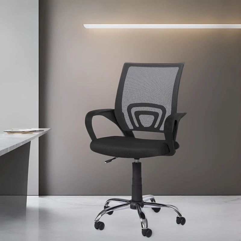 Ergonomic Mesh Office Chair with Lumbar Support - Adjustable Height 360° Swivel Rolling Wheels Breathable Back - Set of 4