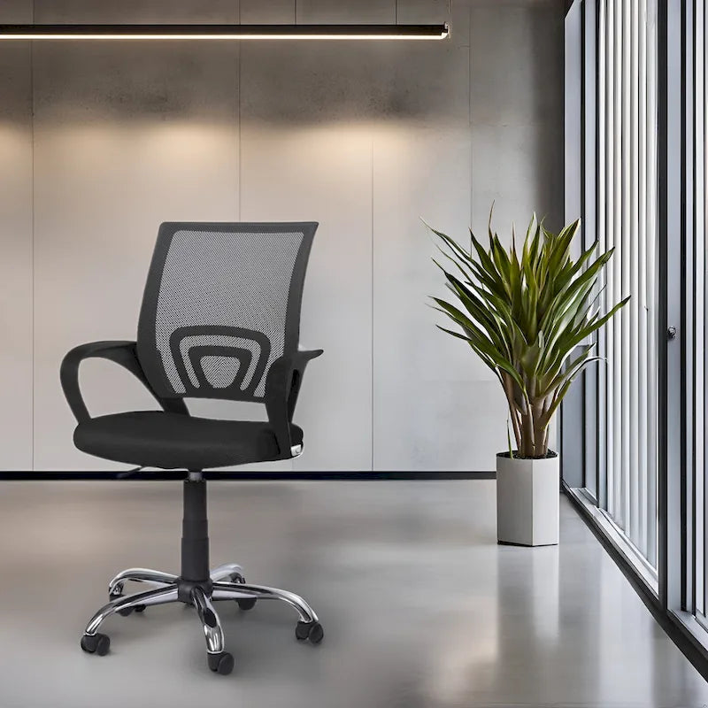 Ergonomic Mesh Office Chair with Lumbar Support - Adjustable Height 360° Swivel Rolling Wheels Breathable Back - Set of 4