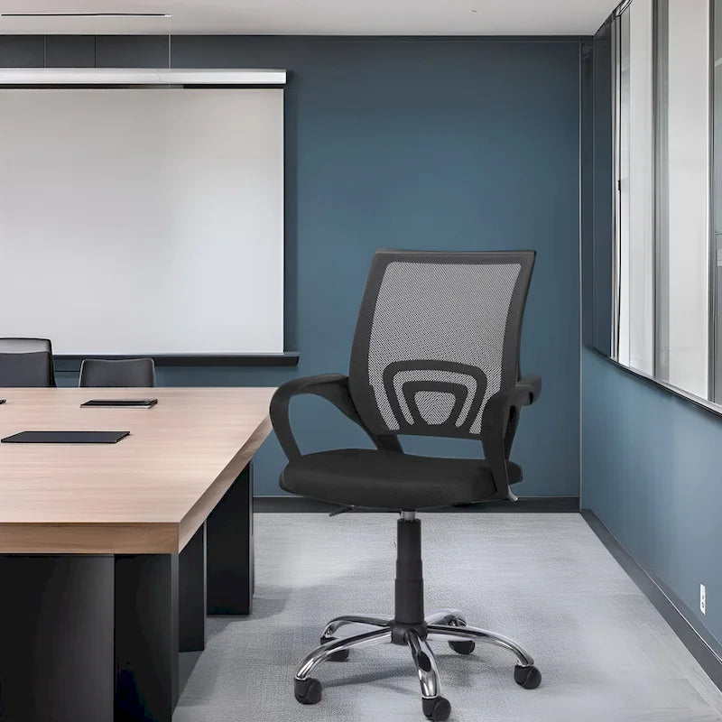 Ergonomic Mesh Office Chair with Lumbar Support - Adjustable Height 360° Swivel Rolling Wheels Breathable Back - Set of 4