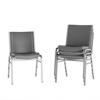 Heavy Duty Stackable Chairs Set of 4 - Gray Vinyl Padded Seat - 550 lb Capacity - 21D x 19.75W x 31.25H - Commercial Grade