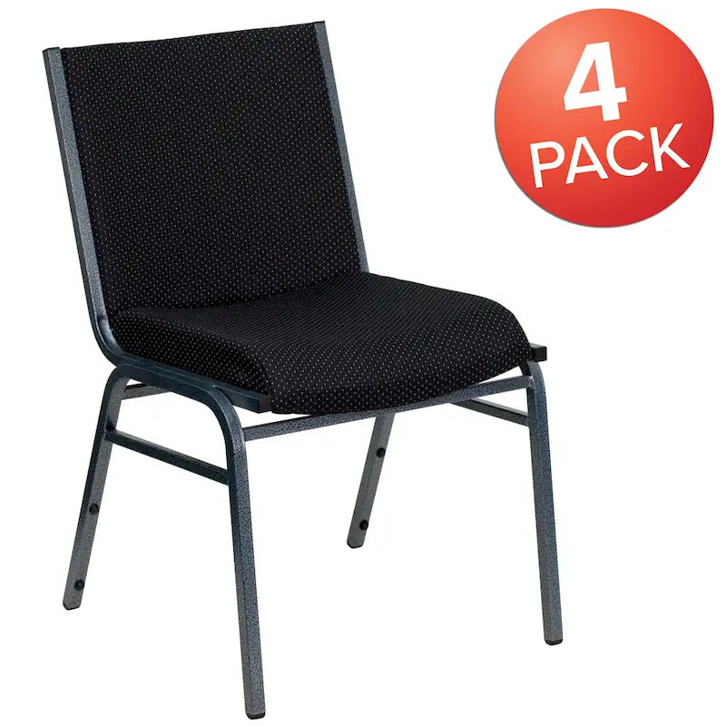 Heavy Duty Stackable Chairs Set of 4 - Gray Vinyl Padded Seat - 550 lb Capacity - 21D x 19.75W x 31.25H - Commercial Grade