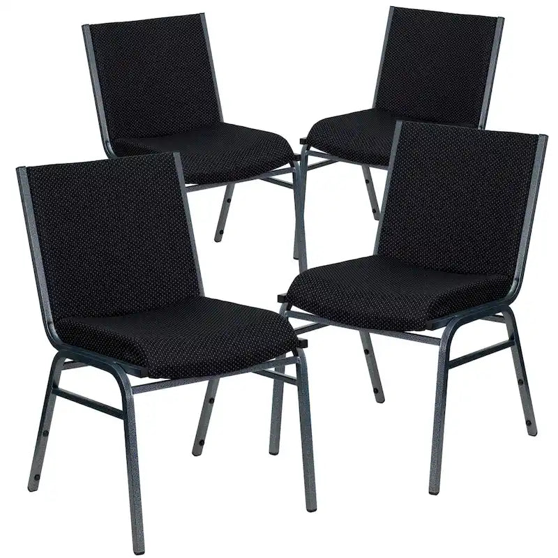 Heavy Duty Stackable Chairs Set of 4 - Gray Vinyl Padded Seat - 550 lb Capacity - 21D x 19.75W x 31.25H - Commercial Grade