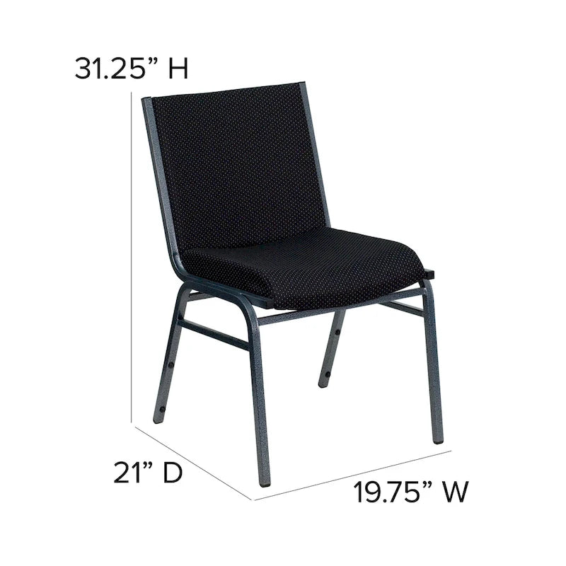 Heavy Duty Stackable Chairs Set of 4 - Gray Vinyl Padded Seat - 550 lb Capacity - 21D x 19.75W x 31.25H - Commercial Grade