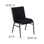 Heavy Duty Stackable Chairs Set of 4 - Gray Vinyl Padded Seat - 550 lb Capacity - 21D x 19.75W x 31.25H - Commercial Grade