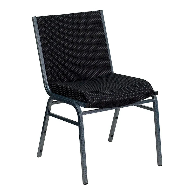 Heavy Duty Stackable Chairs Set of 4 - Gray Vinyl Padded Seat - 550 lb Capacity - 21D x 19.75W x 31.25H - Commercial Grade