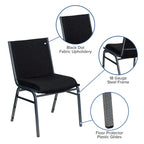 Heavy Duty Stackable Chairs Set of 4 - Gray Vinyl Padded Seat - 550 lb Capacity - 21D x 19.75W x 31.25H - Commercial Grade