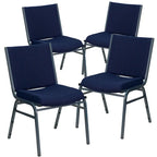 Heavy Duty Stackable Chairs Set of 4 - Gray Vinyl Padded Seat - 550 lb Capacity - 21D x 19.75W x 31.25H - Commercial Grade