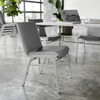 Heavy Duty Stackable Chairs Set of 4 - Gray Vinyl Padded Seat - 550 lb Capacity - 21D x 19.75W x 31.25H - Commercial Grade