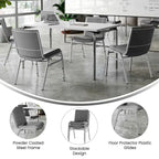 Heavy Duty Stackable Chairs Set of 4 - Gray Vinyl Padded Seat - 550 lb Capacity - 21D x 19.75W x 31.25H - Commercial Grade
