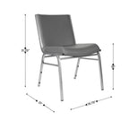 Heavy Duty Stackable Chairs Set of 4 - Gray Vinyl Padded Seat - 550 lb Capacity - 21D x 19.75W x 31.25H - Commercial Grade