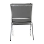Heavy Duty Stackable Chairs Set of 4 - Gray Vinyl Padded Seat - 550 lb Capacity - 21D x 19.75W x 31.25H - Commercial Grade