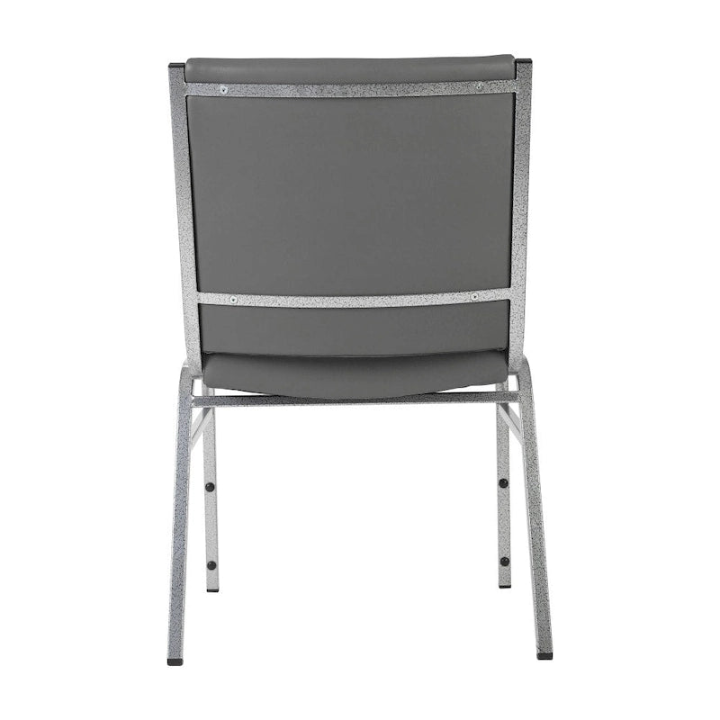 Heavy Duty Stackable Chairs Set of 4 - Gray Vinyl Padded Seat - 550 lb Capacity - 21D x 19.75W x 31.25H - Commercial Grade