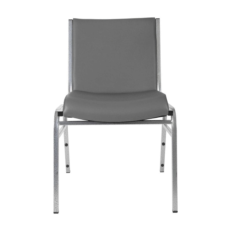 Heavy Duty Stackable Chairs Set of 4 - Gray Vinyl Padded Seat - 550 lb Capacity - 21D x 19.75W x 31.25H - Commercial Grade