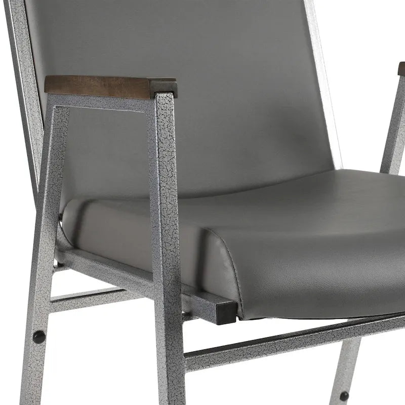 Heavy Duty Stackable Chairs Set of 4 - Gray Vinyl Padded Seat - 550 lb Capacity - 21D x 19.75W x 31.25H - Commercial Grade