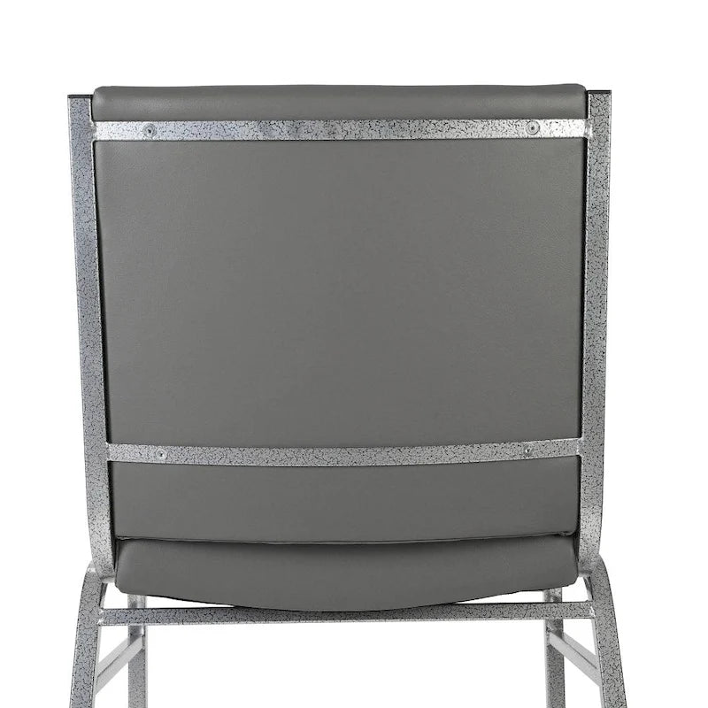 Heavy Duty Stackable Chairs Set of 4 - Gray Vinyl Padded Seat - 550 lb Capacity - 21D x 19.75W x 31.25H - Commercial Grade