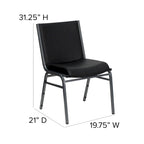 Heavy Duty Stackable Chairs Set of 4 - Gray Vinyl Padded Seat - 550 lb Capacity - 21D x 19.75W x 31.25H - Commercial Grade