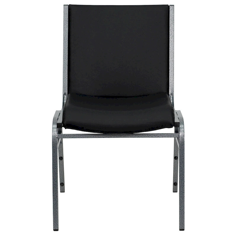 Heavy Duty Stackable Chairs Set of 4 - Gray Vinyl Padded Seat - 550 lb Capacity - 21D x 19.75W x 31.25H - Commercial Grade