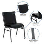 Heavy Duty Stackable Chairs Set of 4 - Gray Vinyl Padded Seat - 550 lb Capacity - 21D x 19.75W x 31.25H - Commercial Grade