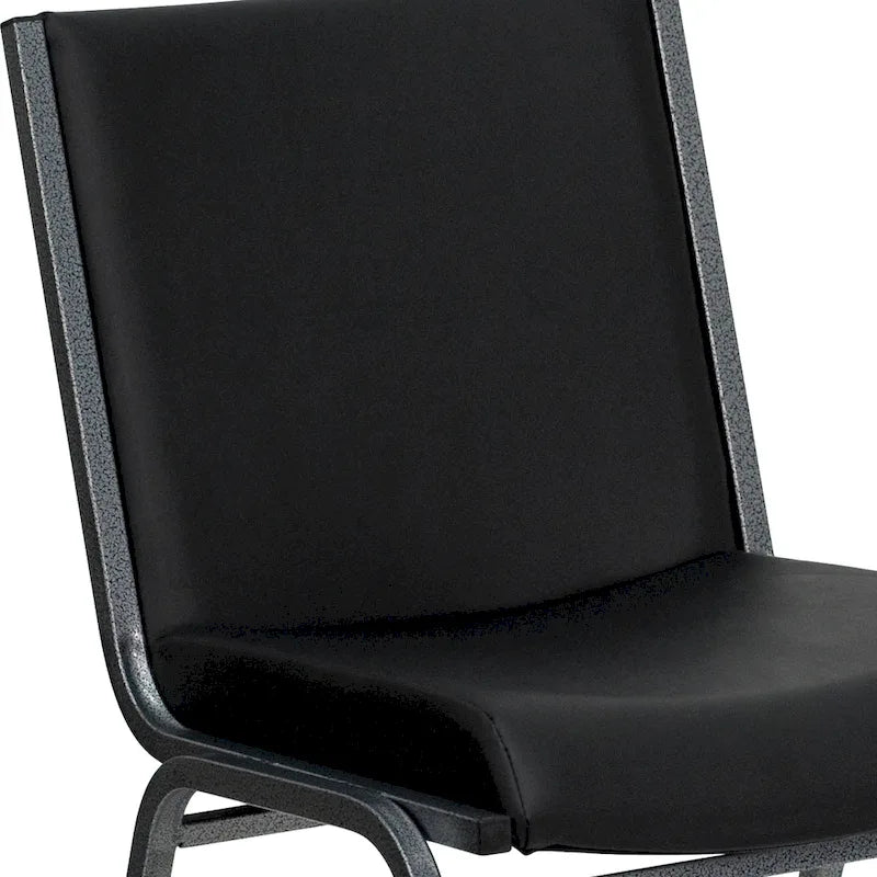 Heavy Duty Stackable Chairs Set of 4 - Gray Vinyl Padded Seat - 550 lb Capacity - 21D x 19.75W x 31.25H - Commercial Grade