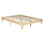 12 Inch Solid Pinewood Platform Bed Frame with Wooden Slats - Full Size Natural Finish - No Box Spring Needed - Easy Assembly