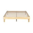 12 Inch Solid Pinewood Platform Bed Frame with Wooden Slats - Full Size Natural Finish - No Box Spring Needed - Easy Assembly