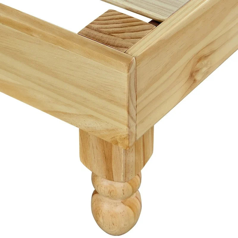 12 Inch Solid Pinewood Platform Bed Frame with Wooden Slats - Full Size Natural Finish - No Box Spring Needed - Easy Assembly