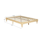 12 Inch Solid Pinewood Platform Bed Frame with Wooden Slats - Full Size Natural Finish - No Box Spring Needed - Easy Assembly