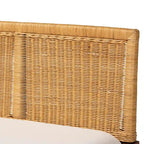 Tabanan Modern Bohemian Nautral Brown Rattan and Brown Acacia Wood 2-Piece Dining Nook Banquette Set