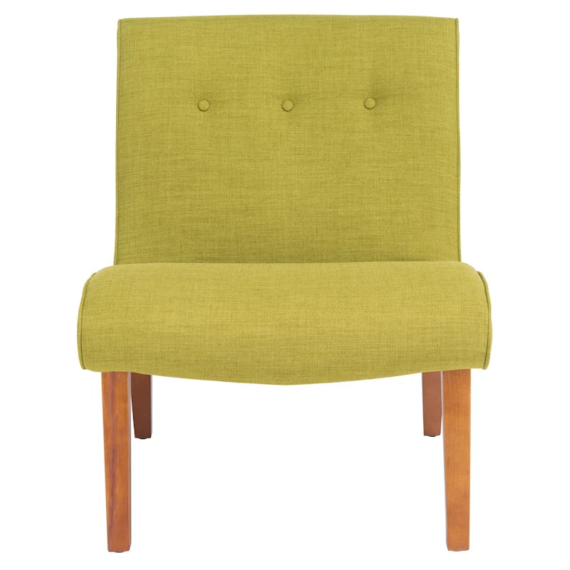 Mid-Century Modern Accent Chair Armless Slipper Chair - Forest Green Linen Upholstery 24.8"W x 30.7"D x 30.9"H