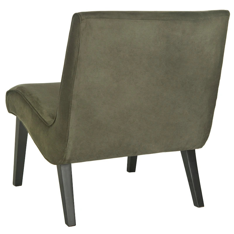 Mid-Century Modern Accent Chair Armless Slipper Chair - Forest Green Linen Upholstery 24.8"W x 30.7"D x 30.9"H