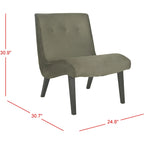 Mid-Century Modern Accent Chair Armless Slipper Chair - Forest Green Linen Upholstery 24.8"W x 30.7"D x 30.9"H