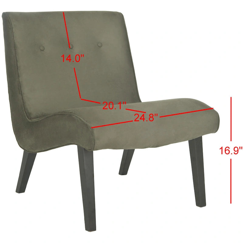 Mid-Century Modern Accent Chair Armless Slipper Chair - Forest Green Linen Upholstery 24.8"W x 30.7"D x 30.9"H