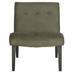 Mid-Century Modern Accent Chair Armless Slipper Chair - Forest Green Linen Upholstery 24.8"W x 30.7"D x 30.9"H