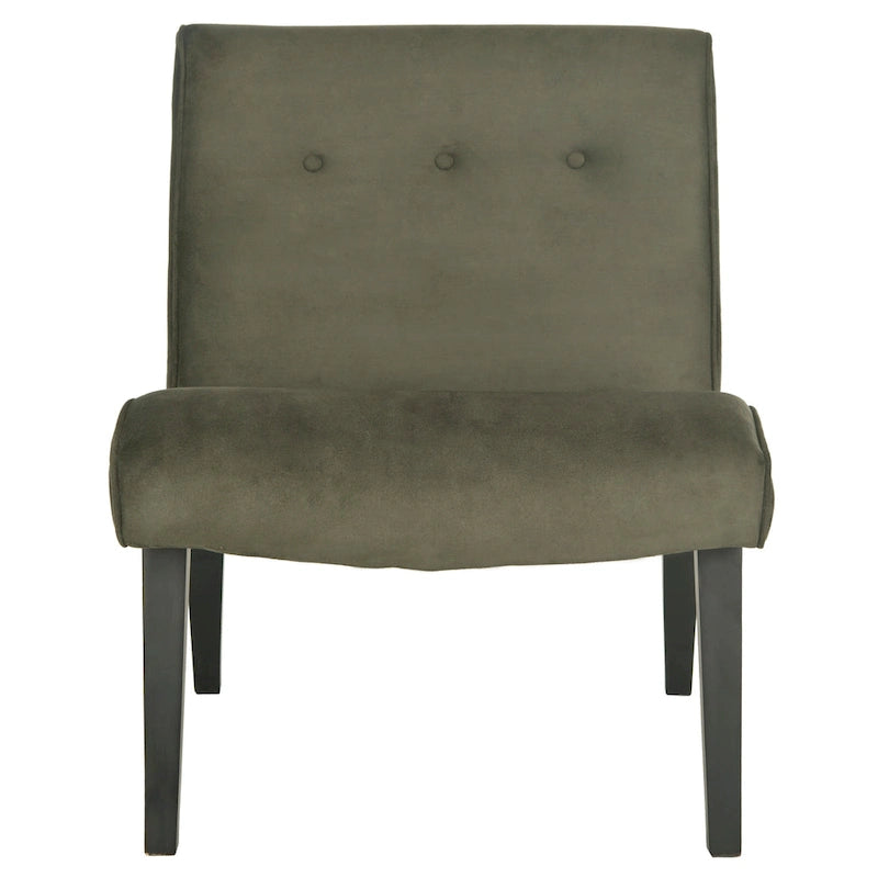 Mid-Century Modern Accent Chair Armless Slipper Chair - Forest Green Linen Upholstery 24.8"W x 30.7"D x 30.9"H