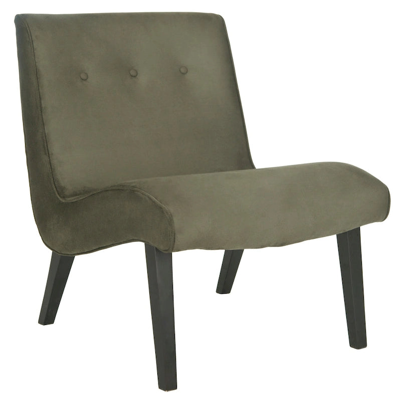 Mid-Century Modern Accent Chair Armless Slipper Chair - Forest Green Linen Upholstery 24.8"W x 30.7"D x 30.9"H