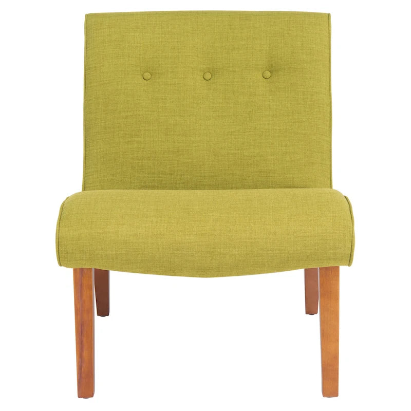 Mid-Century Modern Accent Chair Armless Slipper Chair - Forest Green Linen Upholstery 24.8"W x 30.7"D x 30.9"H