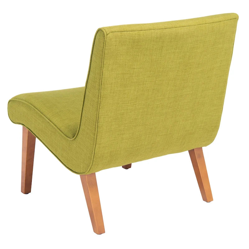 Mid-Century Modern Accent Chair Armless Slipper Chair - Forest Green Linen Upholstery 24.8"W x 30.7"D x 30.9"H