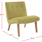 Mid-Century Modern Accent Chair Armless Slipper Chair - Forest Green Linen Upholstery 24.8"W x 30.7"D x 30.9"H