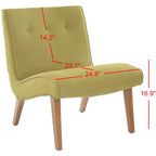 Mid-Century Modern Accent Chair Armless Slipper Chair - Forest Green Linen Upholstery 24.8"W x 30.7"D x 30.9"H