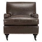 Transitional Club Chair with Nailhead Trim - 29W x 34D x 31.5H - Espresso Legs with Casters