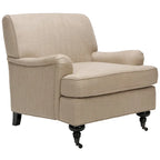 Transitional Club Chair with Nailhead Trim - 29W x 34D x 31.5H - Espresso Legs with Casters