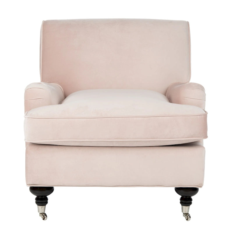 Transitional Club Chair with Nailhead Trim - 29W x 34D x 31.5H - Espresso Legs with Casters
