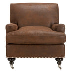 Transitional Club Chair with Nailhead Trim - 29W x 34D x 31.5H - Espresso Legs with Casters